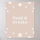 Poster Boho Daisy Restauration & Boissons Symbole de fête (Devant)