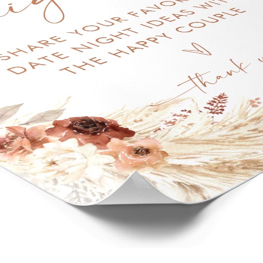 Poster Boho Date Night Idees | Terracotta Pampas Grass (Coin)