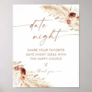 Poster Boho Date Night Idees Terracotta Pampas Grass