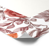 Poster Boho de Bourgogne Rose Floral Pampas Mariage (Coin)