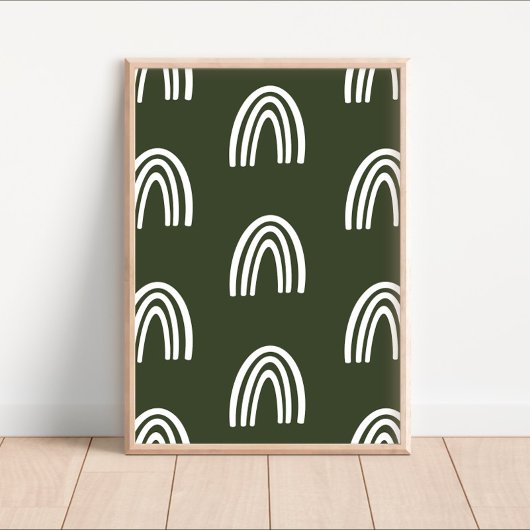 Poster Boho de Sage Blanc/Noir Rainbows Décor de pépinièr
