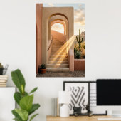 Poster Boho Désert Arches Rose Coucher de soleil, Escalie (Bureau à domicile)