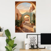 Poster boho-desert-archway-sunset-geometric-courtyard-mur (Bureau à domicile)