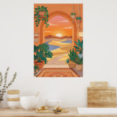 Poster Boho Desert Archway Sunset with Dunes, Hanging Pla (Cuisine)