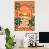 Poster Boho Desert Archway Sunset with Dunes, Hanging Pla (Bureau à domicile)
