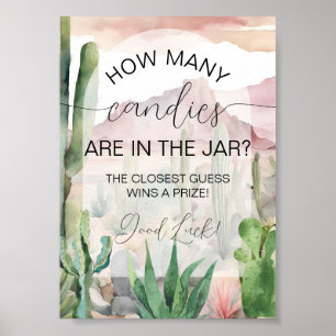 Poster Boho Desert Cactus Baby shower Candy Guess Game
