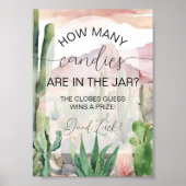 Poster Boho Desert Cactus Baby shower Candy Guess Game (Devant)