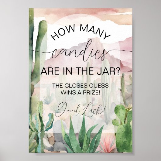 Poster Boho Desert Cactus Baby shower Candy Guess Game (Devant)