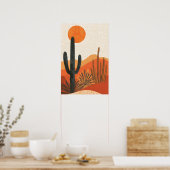 Poster Boho Desert Cactus Sunset Landscape (Cuisine)
