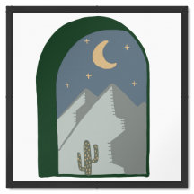 Boho Desert Night  Moon, Mountains & Cactus Minima