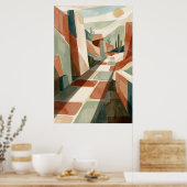 Poster Boho Desert Pathway Sunset, Geometric Arches & Cac (Cuisine)