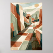 Poster Boho Desert Pathway Sunset, Geometric Arches & Cac (Devant)