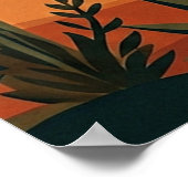 Poster Boho Desert Sunset Dunes with Cactus & Flying Bird (Coin)