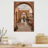 Poster Boho Desert Woman Walking to Sunset Arches, Cactus (Cuisine)