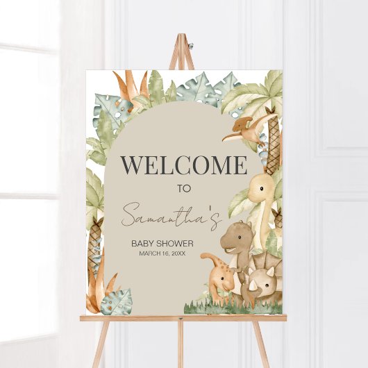 Poster Boho Dinosaur Baby shower Bienvenue