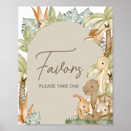 Poster Boho Dinosaur Baby shower Faveurs (Devant)