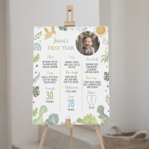 Poster Boho Dinosaur Roue Premier anniversaire Jalon