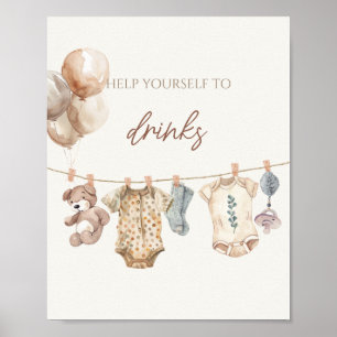 Poster Boho doux Neutral Vêtements de bébé Baby shower Bo