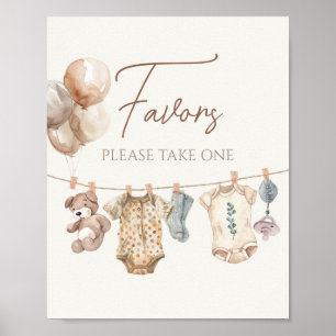 Poster Boho doux Neutral Vêtements de bébé Baby shower Fa
