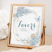 Poster Boho Dusty Blue Butterfly Anniversaire Faveurs