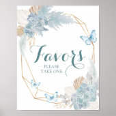 Poster Boho Dusty Blue Butterfly Anniversaire Faveurs (Devant)