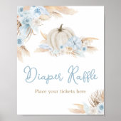 Poster Boho Dusty Blue Citrouille Baby shower Déchets Raf (Devant)