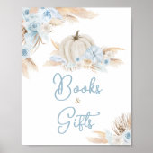 Poster Boho Dusty Blue Citrouille Livres et Cadeaux (Devant)