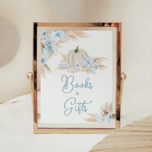 Poster Boho Dusty Blue Citrouille Livres et Cadeaux