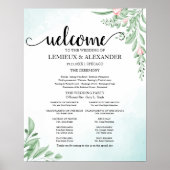 Poster Boho Dusty Blue Eucalyptus Programme de mariage (Devant)