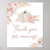 Poster Boho Dusty Citrouille Rose Merci pour venir (Devant)