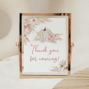 Poster Boho Dusty Citrouille Rose Merci pour venir