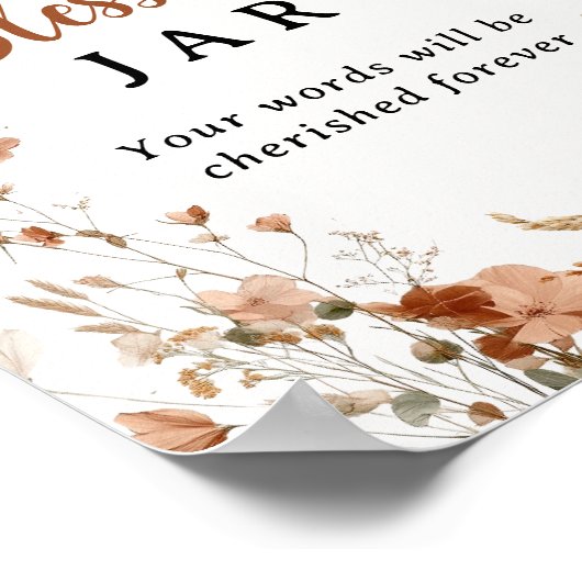 Poster Boho Dusty Fleur sauvage Rose Baptême Bénédiction (Coin)