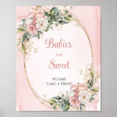 Poster Boho Dusty Pink Flowers Eucalyptus Babies Sweet (Devant)