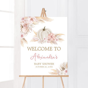 Poster Boho Dusty Rose Baby shower Citrouille Bienvenue
