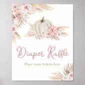 Poster Boho Dusty Rose Citrouille Baby shower Déchets Raf (Devant)