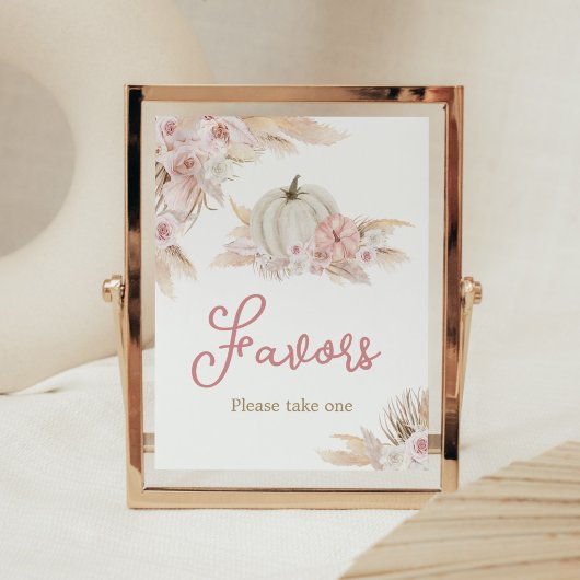 Poster Boho Dusty Rose Citrouille Baby shower Faveurs