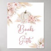 Poster Boho Dusty Rose Citrouille Livres et Cadeaux (Devant)