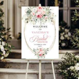 Poster Boho Dusty Rose Fleurs Bienvenue à la Mariée