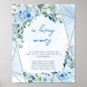 Poster Boho Elegant bleu douce aquarelle En mémoire d'amo (Devant)