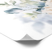 Poster Boho Elegant hiver bleu poussiéreux et fleurs d'iv (Coin)