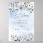 Poster Boho Elegant hiver bleu poussiéreux et fleurs d'iv (Devant)