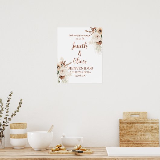 Poster Boho Espagnol Mariage Panneau de bienvenue (Cuisine)