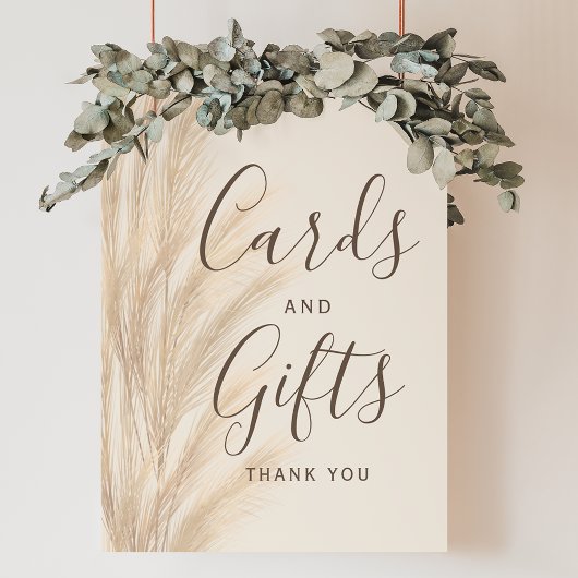 Poster Boho été pampas herbe mariage Carte cadeaux