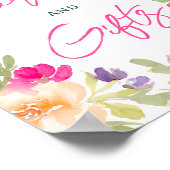 Poster Boho été rose fleuri signe de douche (Coin)