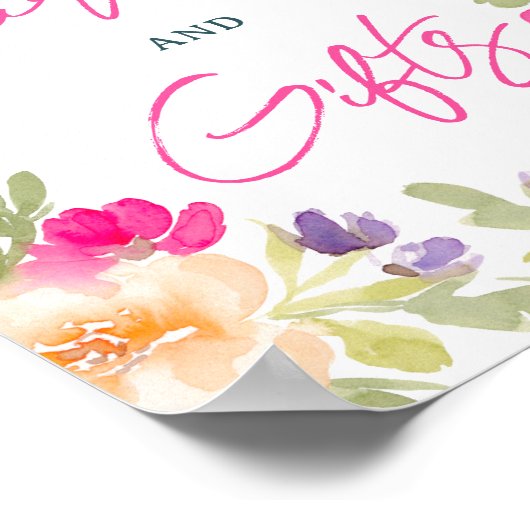 Poster Boho été rose fleuri signe de douche (Coin)