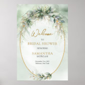 Poster Boho eucalyptus vert or Bienvenue nuptiale (Devant)