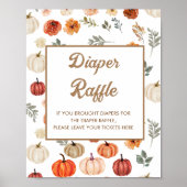 Poster Boho Fall Citrouille Baby shower Déchets Raffle (Devant)