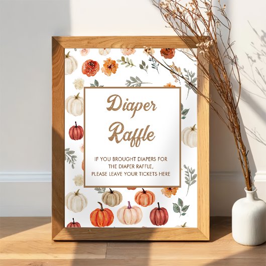 Poster Boho Fall Citrouille Baby shower Déchets Raffle