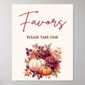 Poster Boho Fall Citrouille Faveurs Baby shower (Devant)