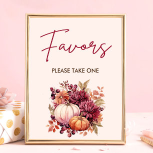 Poster Boho Fall Citrouille Faveurs Baby shower
